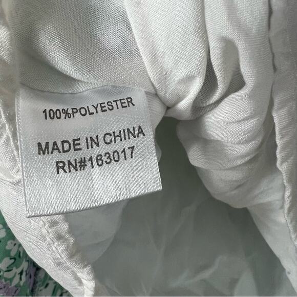 Princess Polly Hastings Mini Dress Womens 4 Green Floral Puff Sleeve Coquette - Picture 6 of 6